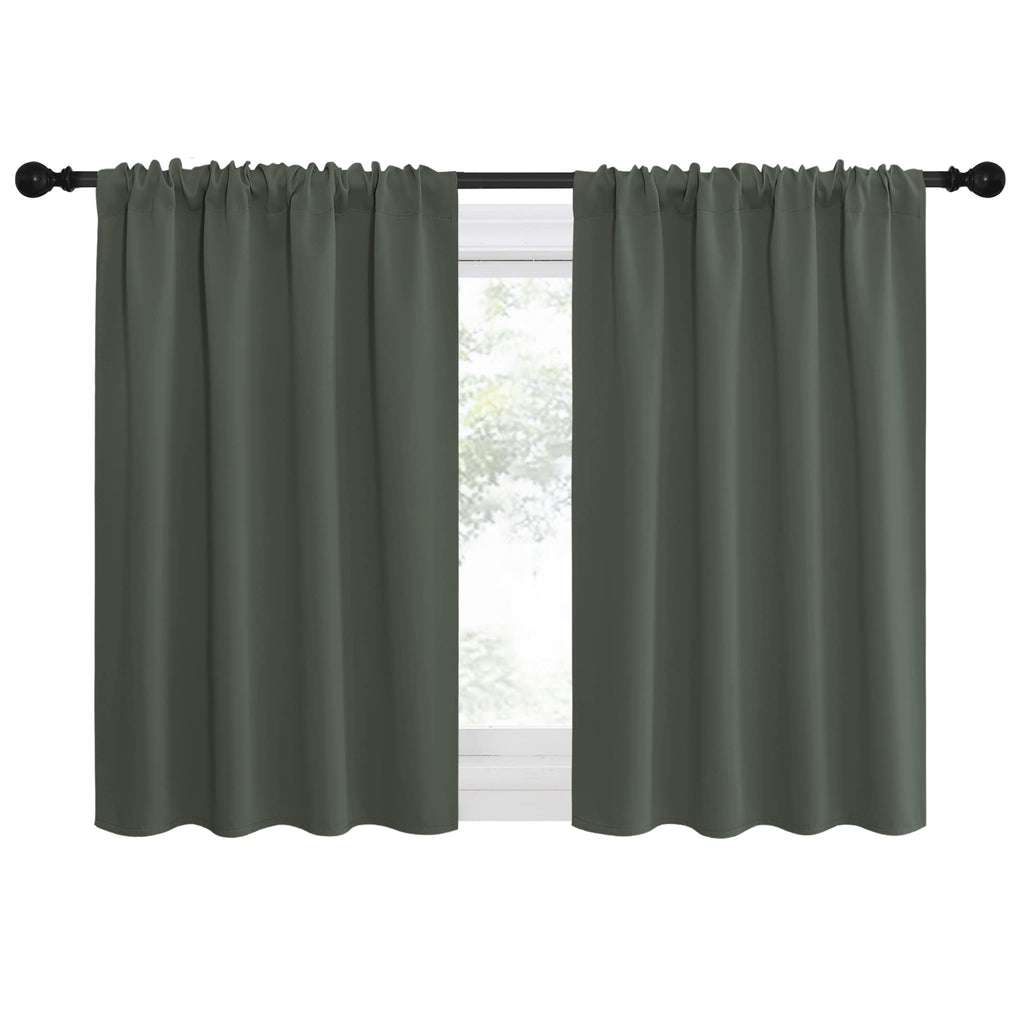 NICETOWN Bedroom Curtains Blackout Draperies - All Season Thermal Insulated Solid Rod Pocket Top Blackout Curtains/Drapes for Kid's Room (Dark Mallard, 1 Pair, 29 x 50Inch)