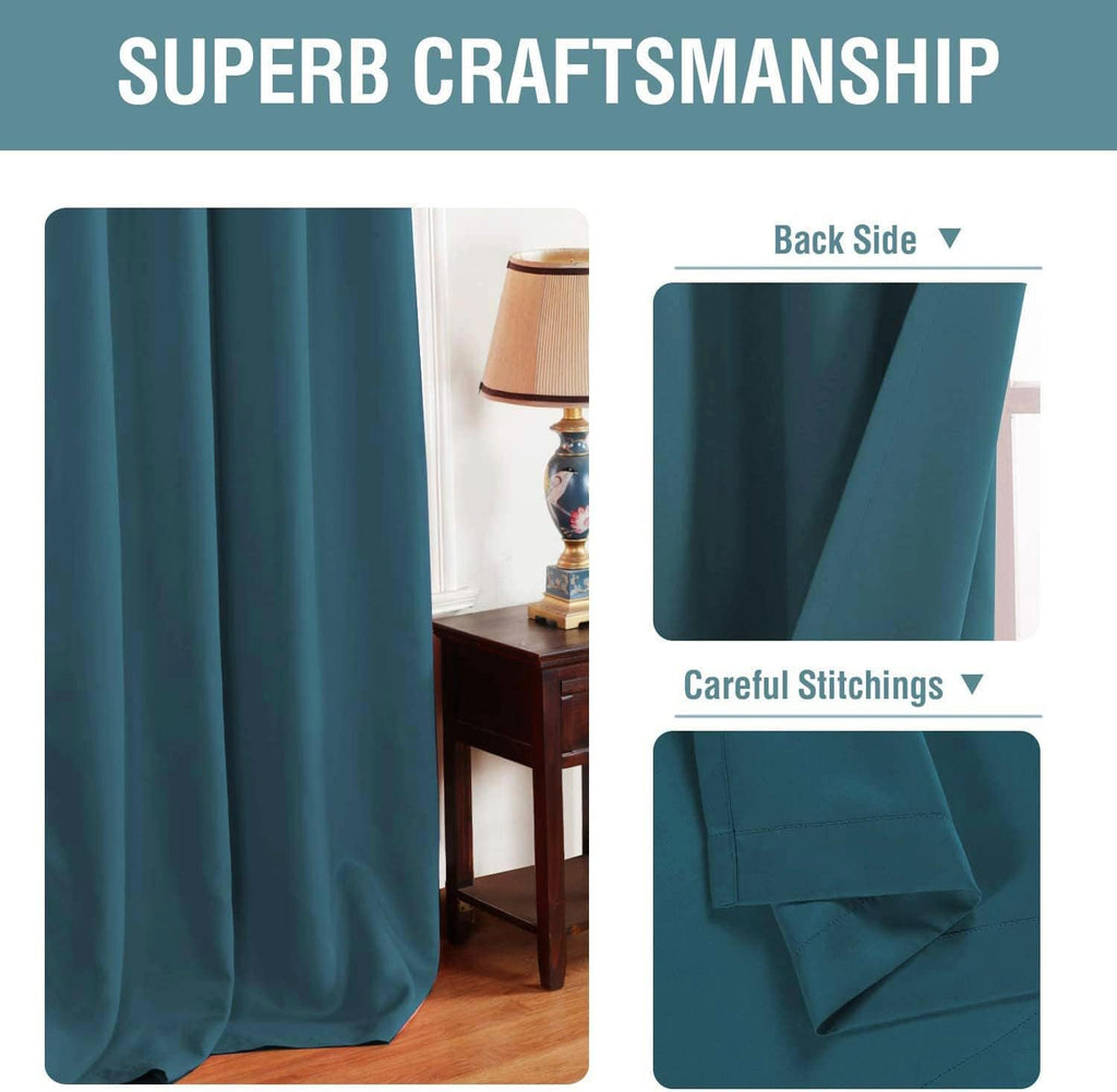 H.VERSAILTEX Blackout Curtain for Living Room Thermal Insulated Window Treatment Curtain Extra Long 63 inch Length Energy Saving Solid Grommet Top Blackout Drape, One Panel, Dark Teal, 52" W x 63" L