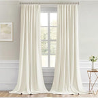 MIULEE Cream Back Tab Blackout Curtain 96 Inch Long 2 Panels Set for Bedroom, Rod Pocket/Pinch Pleat Thermal Insulated Living Room Darkening Pleated Light Blocking Floor to Ceiling Drape
