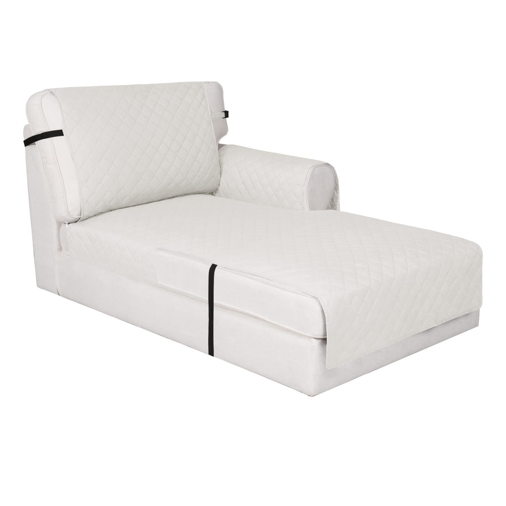 Easy-Going Reversible Chaise Lounge Couch Cover Water Resistant Sofa Cover Sectional L Shaped Sofa Slipcover with Adjustable Straps Furniture Protector for Dogs (115X34 in, Ivory/Ivory)