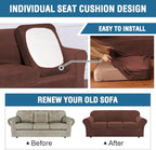 H.VERSAILTEX High Stretch Sofa Slipcover 4 Piece Cover Velvet Furniture Protector Form Fit Thick Velvet Extra Large Sofa Cover for 3 Cushion Couch Width Up to 97 Inch (Large Sofa, Burnt Brick)