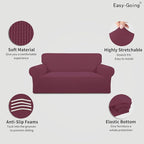 Easy-Going Stretch Oversized Loveseat Slipcover 1-Piece Sofa Cover Furniture Protector Couch Soft with Elastic Bottom for Kids Polyester Spandex Jacquard Fabric Small Checks ASH Rose