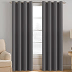 H.VERSAILTEX Microfiber Blackout Grey Curtains for Patio Door Thermal Insulated Living Room Curtains, Room Darkening Noise Reducing Blackout Curtain for Bedroom, Charcoal Gray (1 Panel), 52'W x 96'L