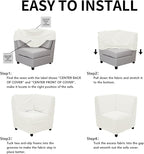 Easy-Going Stretch Sectional Corner Sofa Slipcover 1-Piece Couch Sofa Cover Furniture Protector Soft with Elastic Bottom for Kids, Pet, Spandex Jacquard Fabric Cream