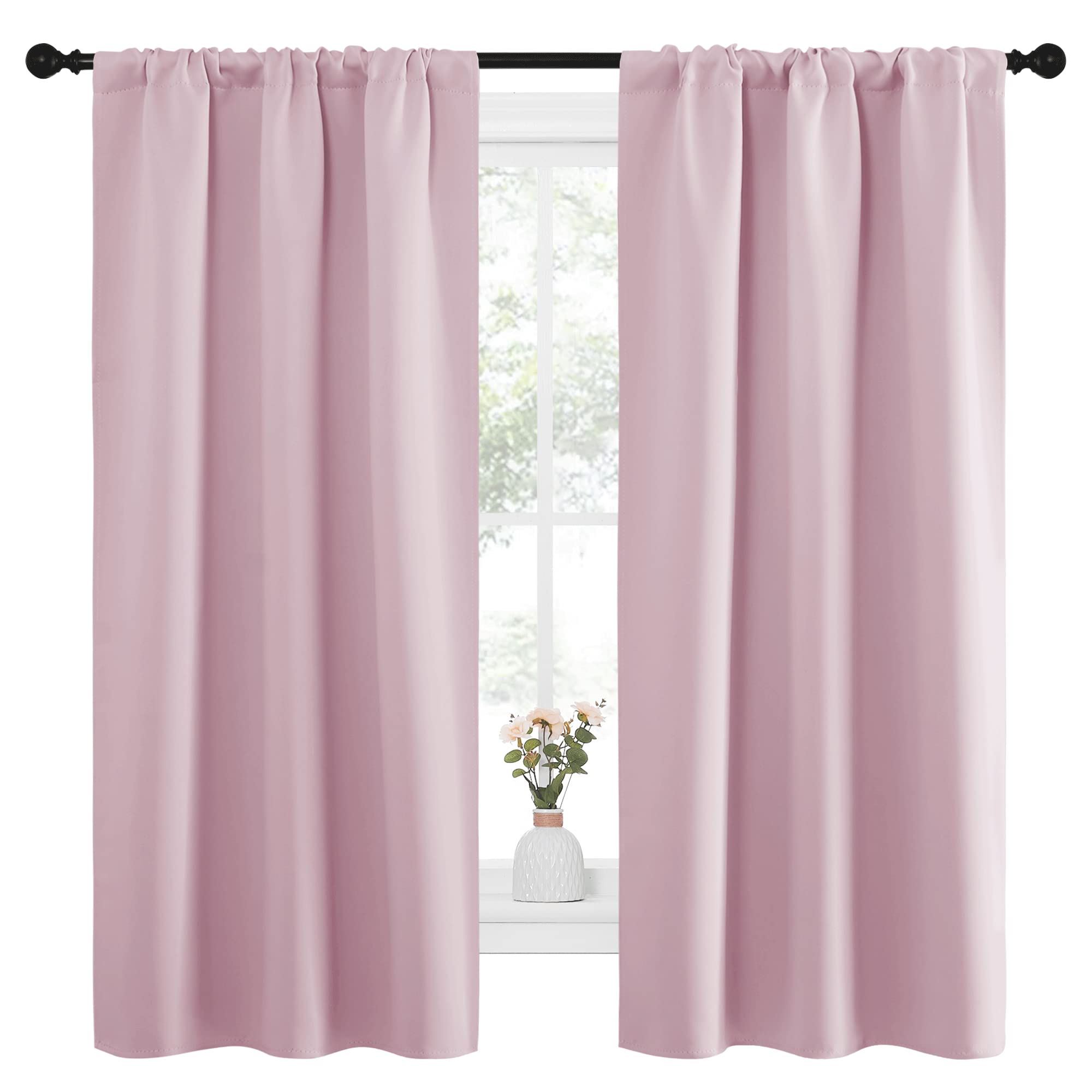 NICETOWN Bedroom Curtains, Room Darkening Draperies Window Curtain Panels, Thermal Insulated Room Darkening Curtains (Lavender Pink, 2 Panels, W34 x L63)