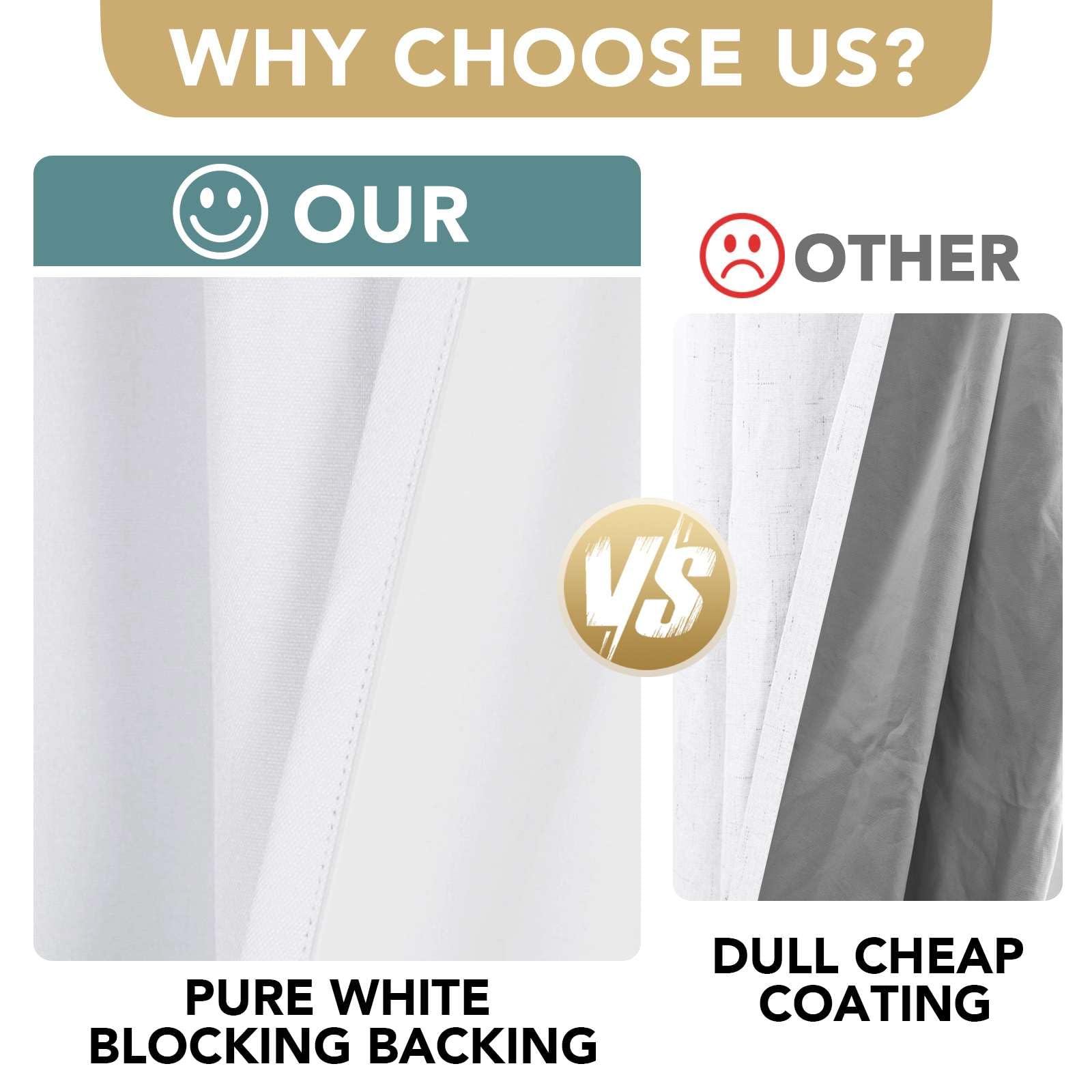 H.VERSAILTEX 100% Blackout Curtains for Bedroom Thermal Insulated Linen Textured Curtains Heat and Full Light Blocking Drapes Living Room Curtains 2 Panel Sets, 52x45 - Inch, White