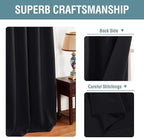 H.VERSAILTEX Blackout Curtain for Living Room Small Window Kitchen Blackout Curtains 45 inch Length Energy Saving Solid Grommet Blackout Drape, One Panel, Jet Black, 52" W x 45" L