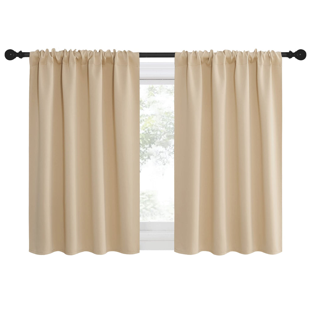 NICETOWN Blackout Room Darkening Curtains - Home Decoration Light & Noise Reducing Thermal Insulated Window Draperies with Rod Pocket Top (Biscotti Beige, Set of 2, 42 inches Wide x 36 inches Long)