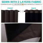 NICETOWN Complete 100% Blackout Curtains, Thermal Insulated & Energy Efficiency Window Draperies with Black Liner, Noise Reducing Short Curtains for Kids Room (Brown, 70-inch W by 63-inch L, 2 Panels)