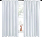 NICETOWN Bedroom Window Curtain Panels - Window Treatment Thermal Insulated Rod Pocket Room Darkening Curtains/Drapes for Patio Door (Greyish White, 2 Panels, 70 by 63)