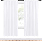 NICETOWN 50% Light Blocking Kitchen Curtains - Window Treatment Rod Pocket Curtains/Drapes for Bedroom (2 Panels, 52 by 72, White)