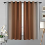 SimpleHome Ombre Room Darkening Curtains for Bedroom, Gradient Burnt Orange to Grey White Light Blocking Thermal Insulated Grommet Window Curtain/Drapes for Living Room,2 Panels, 52x63 inches Length