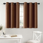 MIULEE Short Curtains for Windows - Mocha Brown Blackout Half Window Curtains Thermal Insulated Privacy Drapes for Kitchen Bedroom Bathroom Grommet Top Small Basement Tiers W40 x L36 Inch 2 Panels