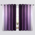 Yakamok Thermal Insulated Ombre Curtains 63 Inch Length 2 Panels, Greyish White and Purple Light Blocking Gradient Color Curtains, Room Darkening Grommet Window Drapes for Bedroom