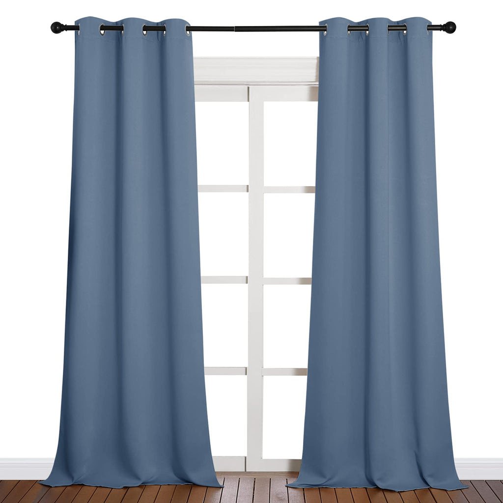 NICETOWN Living Room Blackout Curtains 90 inches Long, Thermal Insulated Noise Reducing Curtains for Unicorn Theam Kids Room (Stone Blue, 42 inches Wide, 1 Pair)