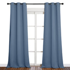 NICETOWN Living Room Blackout Curtains 90 inches Long, Thermal Insulated Noise Reducing Curtains for Unicorn Theam Kids Room (Stone Blue, 42 inches Wide, 1 Pair)
