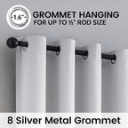 SimpleHome 100% Blackout Curtains for Bedroom,Thermal Insulated Grommet Window Drapes Room Darkening White Curtains for Living Room with Black Back,52 x 63 Inch,2 Panels