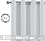 Yakamok Greyish White Curtains for Bedroom,Grommet Thermal Insulated Room Darkening Curtains for Living Room,52W x 84L,2 Panels