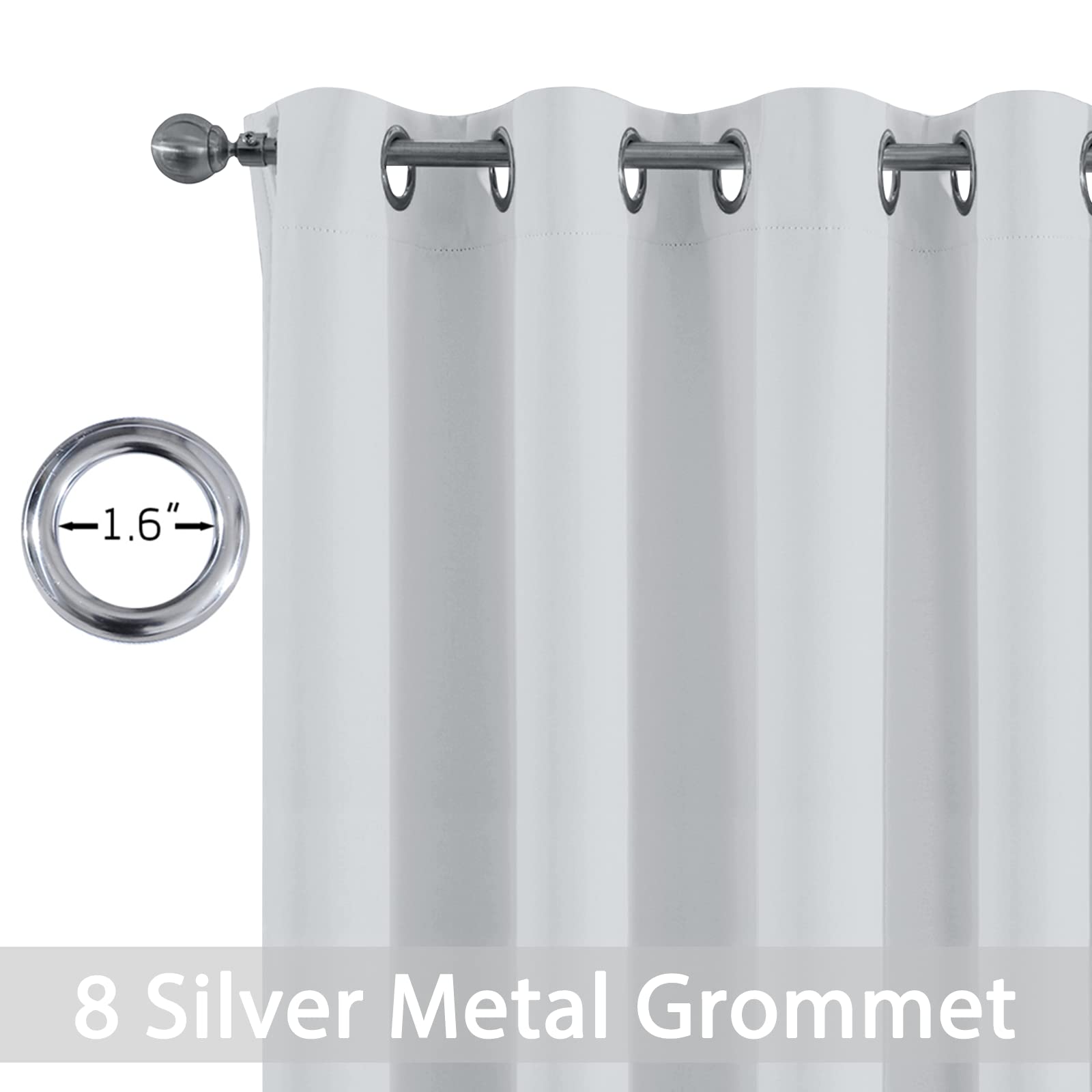 Yakamok Room Darkening Curtains 52x45 inch Greyish White-Living Room