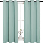 NICETOWN Aqua Blue Thermal Insulated Curtains Blackout Draperies, Window Treatment Solid Grommet Room Darkening Drape Panels for Bedroom (Set of 2, 34 by 45 inches Long)
