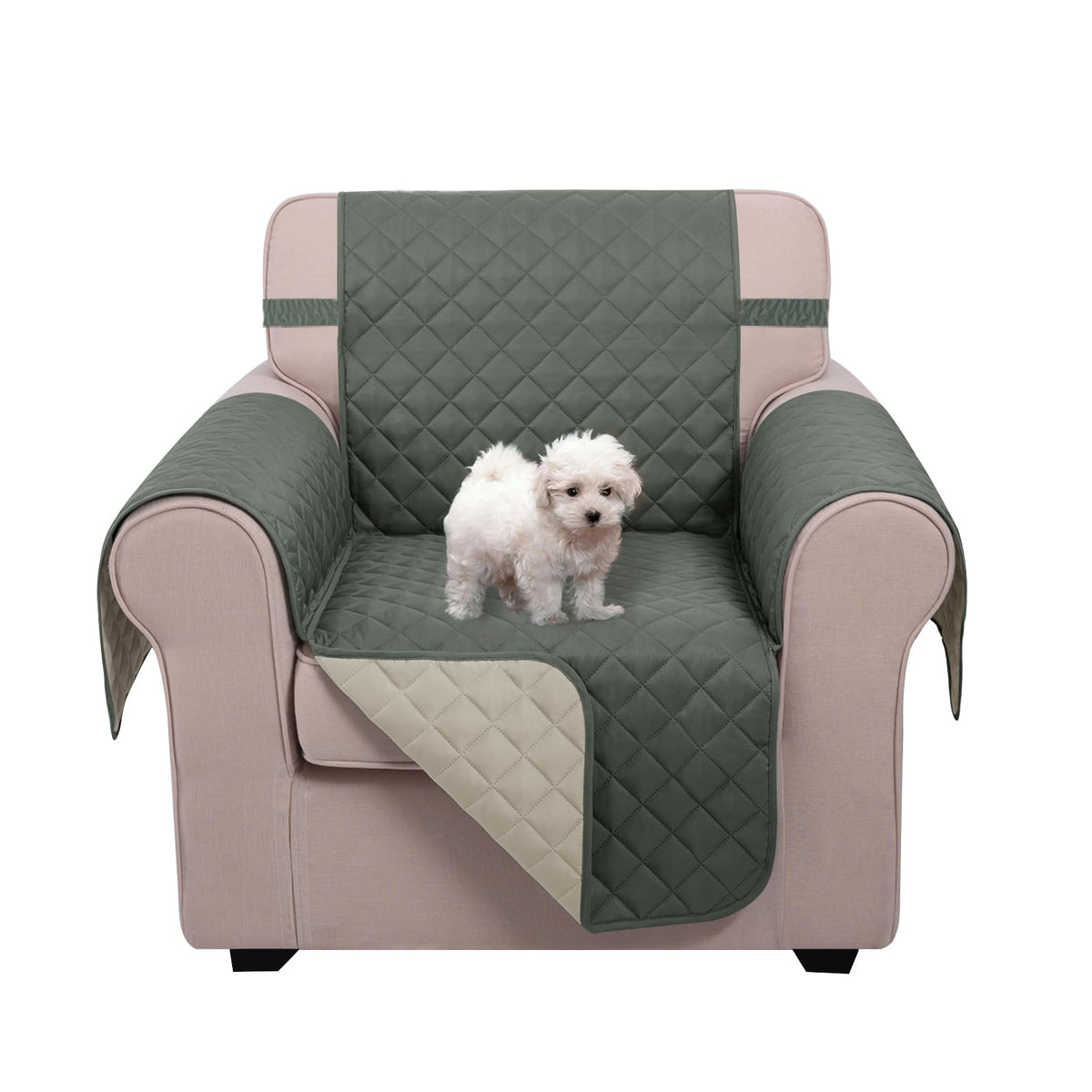 U-NICE HOME Reversible 23''Recliner Small Chair Cover, Orange/Taupe