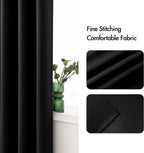 MIULEE Black Blackout Bedroom Curtains 63 Inch Long Light Blocking