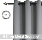 Yakamok Grey Blackout Curtains Room Darkening Thermal Insulated Grommet top Window Curtains Short Drapes for Living Room, 38 x 36 inch, Gray, 2 Panels