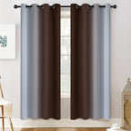 Yakamok Room Darkening Thickening Polyester Gradient Color Ombre Curtains with Grommet, Thermal Insulated Window Drapes for Living Room/Bedroom (Brown and Greyish White, 2 Panels, 52x72 Inch)