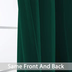 Yakamok Room Darkening Curtains 52x96 inch Length Dark Green-Living Room
