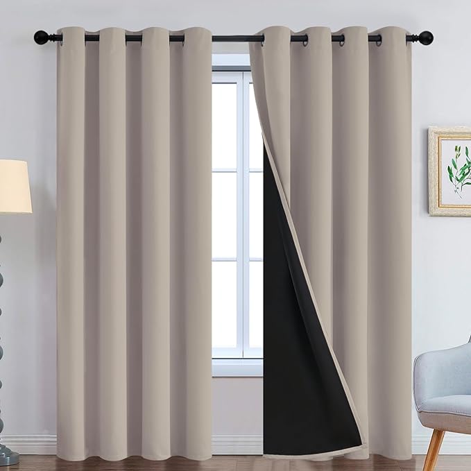 Yakamok Natural Blackout Curtains 84 Inches Long for Bedroom 52" Wide 2 PCS