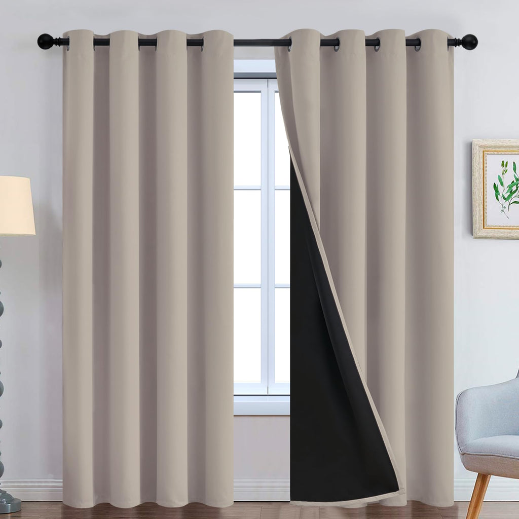 Yakamok Natural Blackout Curtains 96 Inches Long for Bedroom 52" Wide 2 PCS