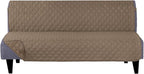 U-NICE HOME Reversible Futon Cover Sofa Slipcover Armless Furniture Protector Couch Cover Water Resistant, Taupe/Taupe