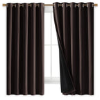 NICETOWN 100% Blackout Lined Curtains, Brown, 1 Pair, 62" Width x 63" Length Each Panel, 2 Thick Layers Completely Blackout Window Treatment Thermal Insulated Drapes for Kitchen/Bedroom