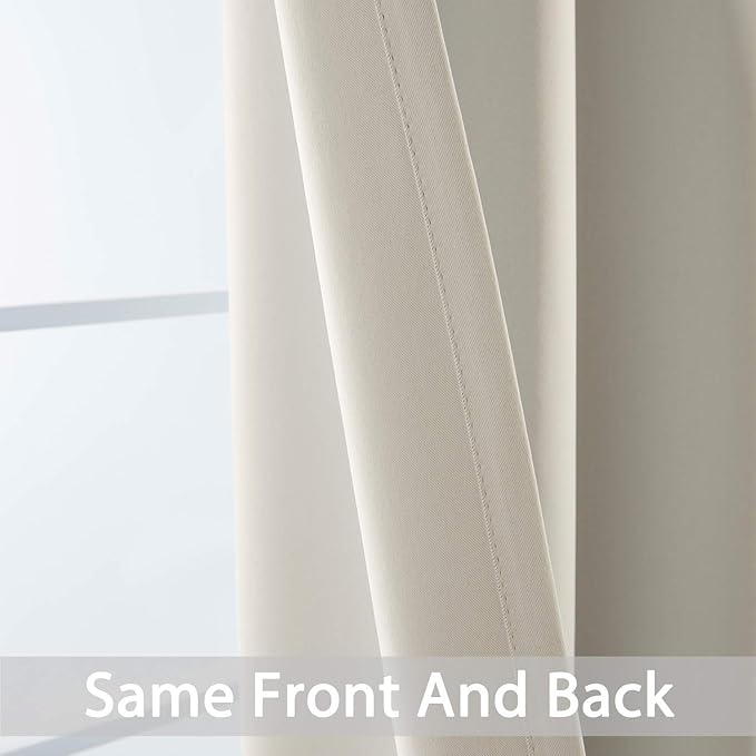 Yakamok Room Darkening Curtains 52x54 inch Length Light Beige-Living Room