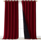 NICETOWN Total Shade Curtains and Draperies, Burgundy Red, Package of 2, 62 inches Wide x 95 inches, LongHeavy-Duty Full Light Shading Drapes with Black Liner Backing for Villa/Hall/Dorm Window