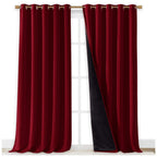 NICETOWN Total Shade Curtains and Draperies, Burgundy Red, Package of 2, 62 inches Wide x 95 inches, LongHeavy-Duty Full Light Shading Drapes with Black Liner Backing for Villa/Hall/Dorm Window