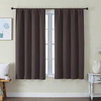 Simplebrand Ava Chocolate Short Blackout Curtains for Bedroom 54 Inches Long 2 Panels Set, Solid Thermal Insulated, Energy Saving Window Treatment Curtains Blackout Drapes, W40 x L54 Inch, Chocolate