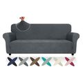 ZNSAYOTX Super Stretch Couch Cover (72"-92"), New Striped Sofa Covers Fitted Slipcovers with Elastic Bottom, Dog Cat Pets Proof Spandex Fabric Comfortable & Durable (Dark Grey, Sofa)