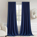 MIULEE Navy Blue Back Tab Blackout Curtains 52x96 Inch Long 2 Panels Set