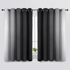 SimpleHome Ombre Room Darkening Curtains for Bedroom, Gradient Black to Grey White Light Blocking Thermal Insulated Grommet Window Curtain/Drapes for Living Room,2 Panels, 70x63 inches Length