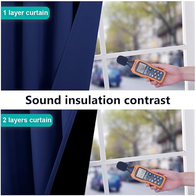 NICETOWN 100% Blackout Curtains 108 inches Long, Noise Reduction Window Treatment Curtains, Thermal Insulated Energy Smart Drapes and Draperies for Apartment Decor, Royal Blue, Set of 2, 52 inches W