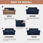 Easy-Going 100% Waterproof Loveseat Couch Cover, Dual Waterproof Sofa Cover, Stretch Jacquard Sofa Slipcover, Leakproof Furniture Protector for Kids, Pets, Dog and Cat (Loveseat, Dark Blue)