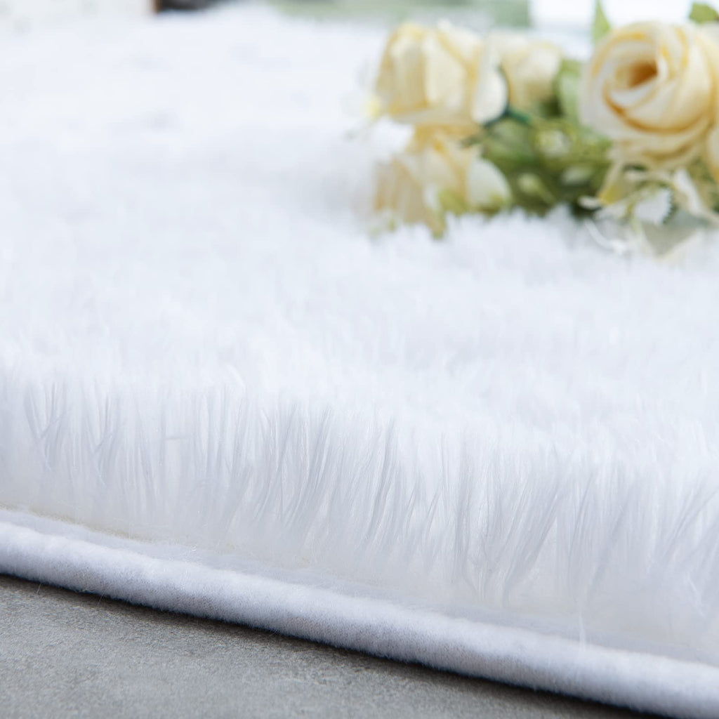 TWINNIS Super Soft Shaggy Rugs Fluffy Carpets, 10x14 Feet, Indoor Modern Plush Area Rugs for Living Room Bedroom Kids Room Nursery Home Decor, Upgrade Anti-Skid Rectangular Fuzzy Rug, White