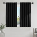 PONY DANCE Nursery Blackout Curtains - Thermal Insulated Panels Set Window Hidden Tab/Rod Pocket Light Blocking Curtain Drapes for Bedroom, 42-inch Wide by 54-inch Long, Black, 2 Pieces