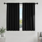 PONY DANCE Nursery Blackout Curtains - Thermal Insulated Panels Set Window Hidden Tab/Rod Pocket Light Blocking Curtain Drapes for Bedroom, 42-inch Wide by 54-inch Long, Black, 2 Pieces