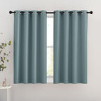 NICETOWN Blackout Greyish Blue Curtains for Bedroom - Thermal Insulated Grommet Solid Window Treatments Energy Saving Sound Reducing Drapes for Bathroom, 2 Panels, W46 x L54