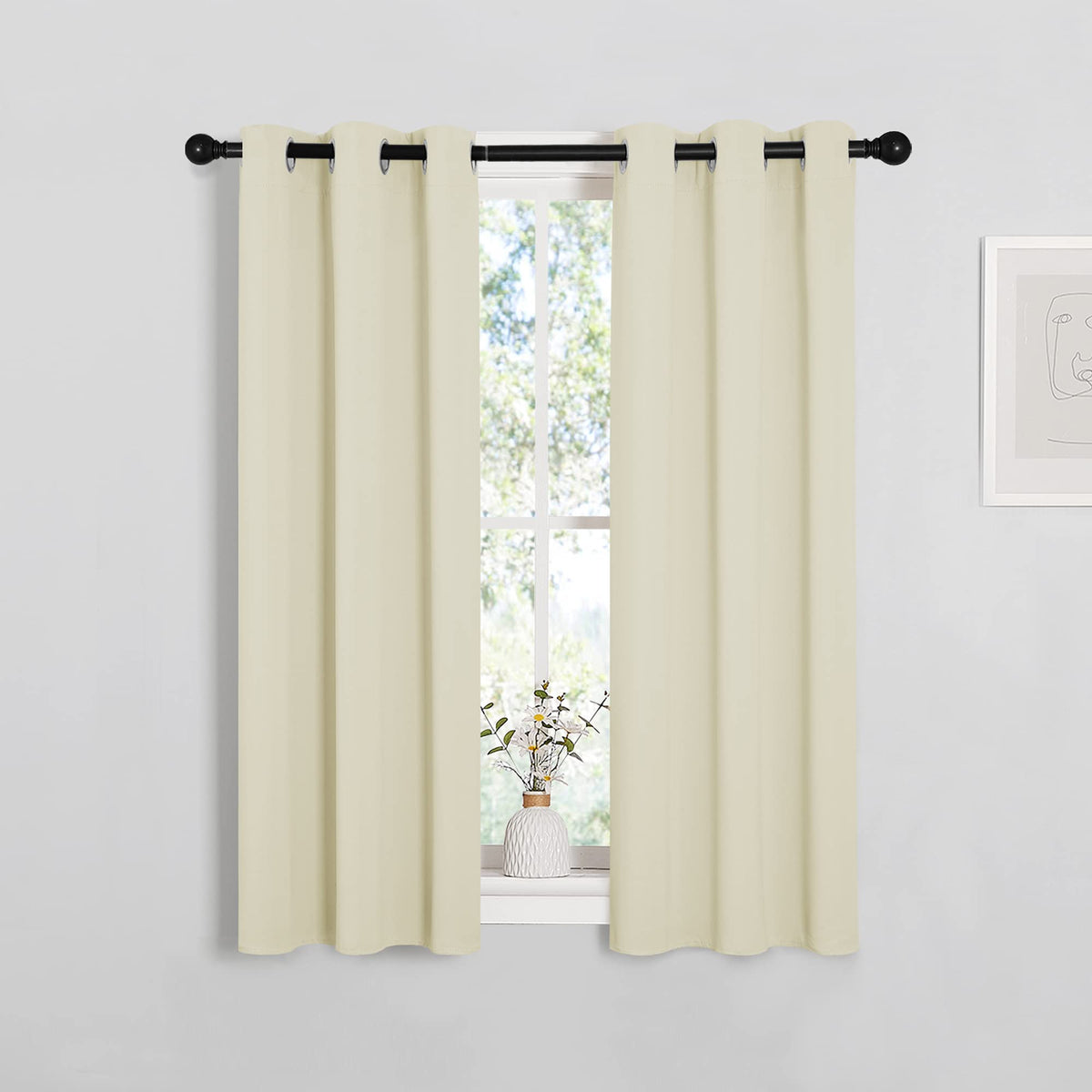 NICETOWN Black Blackout Curtains for Living Room 29" w x 45" L 2 Panels