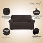 Easy-Going Stretch Loveseat Slipcover 1-Piece Sofa Cover Furniture Protector Couch Soft with Elastic Bottom for Kids Polyester Spandex Jacquard Fabric Small Checks (Loveseat, Chocolate)