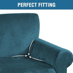 H.VERSAILTEX Stretch Velvet Sofa Covers for 3 Cushion Couch Covers Furniture Protector Soft with Non Slip Elastic Bottom, Crafted from Thick Comfy Rich Velour (Large Sofa 90"-97", Deep Teal)