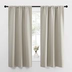 NICETOWN Blackout Curtains for Living Curtains, Room Darkening Window Curtain Panels, Easy-Care Solid Thermal Insulated Draperies/Drapes for Daughter Room (Natural, 2 Panels, 34 by 63)